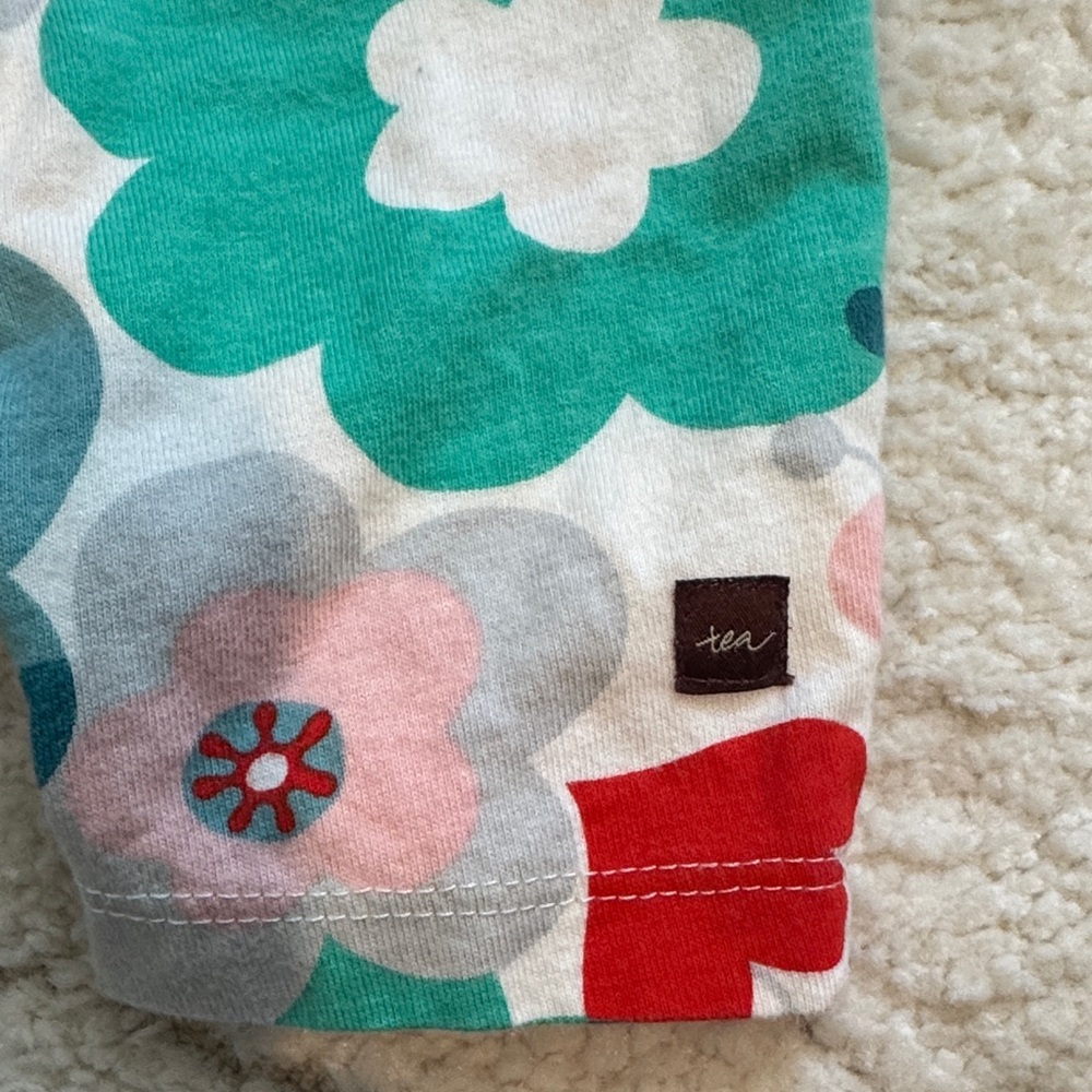 Tea Collection Floral Footie in Pink, Teal & Red - Picture 4 of 5